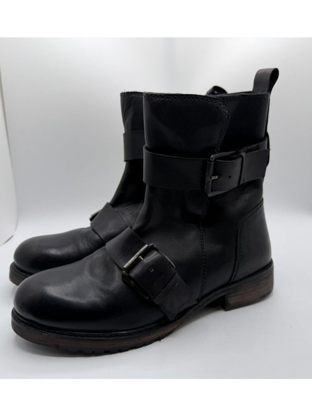 Vintage Foundry Co. Biker Bobbi Boots Women 8 Black Chunky Ankle Combat Shoes